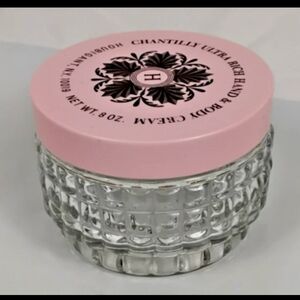 Vintage Chantilly EMPTY Glass Jar Pink Lid Discontinued